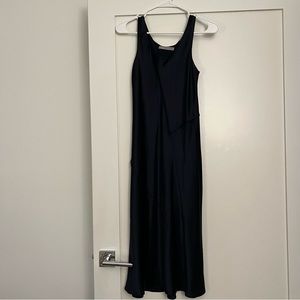 Vince navy blue silk midi dress, xs